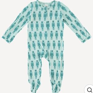 Long Sleeve Bamboo Footie Pajamas Aqua Nutcracker Kate Quinn Christmas Pajamas
